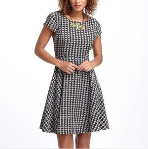 Maeve Black and White Patterned Midi Dress